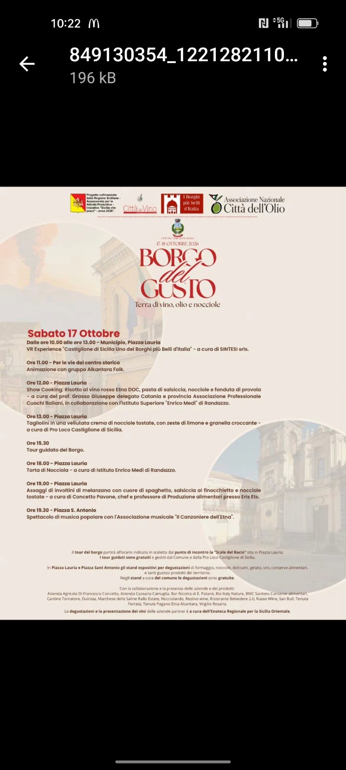 Programma di sabato 17 ottobre